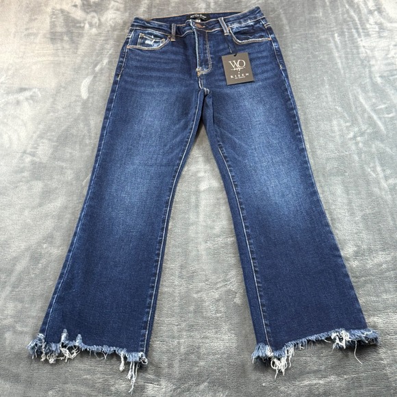 Risen Jeans Denim - Wild Oak Boutique x Risen Jeans High Rise Distressed Fringe Hem Flare Size 5/27